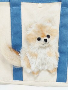 -nyamu-　ポメラニアンオレンジのおすわりトートバッグ　トートバッグ　かばん　ハンドメイド　ポメラニアン