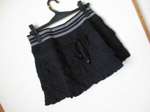ns99　　新品タグ付　ミニスカート ■　Flamma　■台形スカート　ガーリー　黒　ブラック　フリル　リボン　M　　