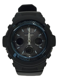 CASIO◆ソーラー腕時計・G-SHOCK/デジアナ/ブラック/ブルー/AWG-100BC-1BJF/ジーショック