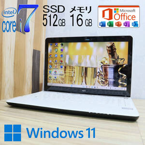 ★超美品 最上級4コアi7！新品SSD512GB メモリ16GB★LS350M Core i7-3610QM Webカメラ Win11 MS Office2019 Home&Business★P68710