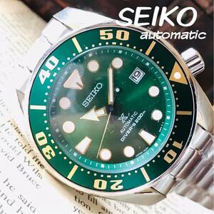 ■カッコイイ！美品■SEIKO【セイコー】PROSPEX/プロスペックス/ダイバーズウォッチ/メンズ腕時計/機械式自動巻き/グリーン/緑/グリーン