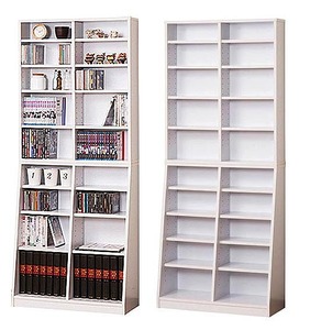 幅75cm大容量のホームシェルフ薄型文庫本棚　DVDコミック本などを大量収納書棚75-180cm　ホワイト_h