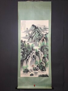 ◆古寳堂◆中国書画『近現代画家呉湖帆・山水画・四尺中堂画・宣紙』肉筆紙本・掛け軸・書画立軸・中国美術・コレクター必見