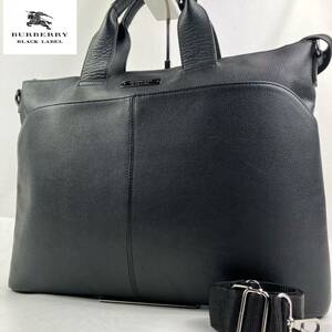 【極美品×定価30万円】BURBERRY BLACK LABEL バーバリー ブラックレーベル ビジネスバッグ トートバッグ 鞄 A4 本革 オール レザー　黒