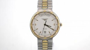 ◆ 1円 ～ ジャンク品 LONGINES / ロンジン コンクエスト デイデイト クオーツ ホワイト文字盤 ゴールド 146788