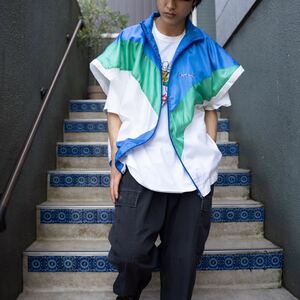 USA VINTAGE Reabok HALF SLEEVE SPORT DESIGN ZIP UP JACKET/アメリカ古着リーボック半袖スポーツデザインジップアップジャケット