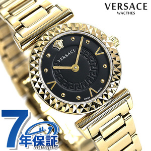 ヴェルサーチ ミニ バニティ スイス製 レディース 腕時計 VEAA00518 VERSACE ブラック×イエローゴールド 新品