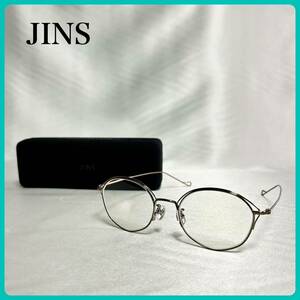 JINS Combination&Metal-PEG-TOP- UMF-21S-158 ジンズ メガネフレーム 眼鏡 美品 コンビネーション メタル おしゃれ 男女兼用 ケース付き 