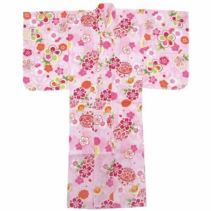 【訳有り/新品】ジュニア 女の子浴衣 単品 140サイズ ピンクnwcu06