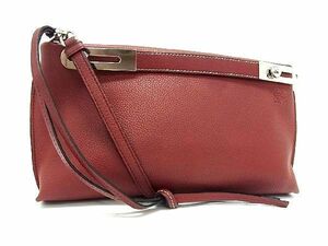 1円 ■新品同様■LOEWE ロエベ アナグラム ミッシー レザー 2WAY ハンドバッグ ショルダー 肩掛けかばん レディース ボルドー系 a5845