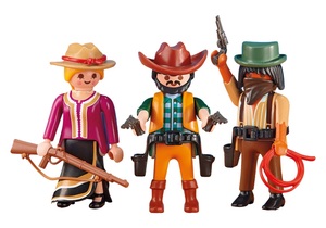 即決！新品 PLAYMOBIL 6278 カウガールと二人のカウボーイ プレイモービル アドオン