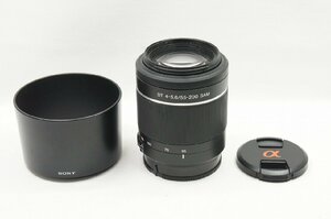 【アルプスカメラ】良品 SONY DT 55-200mm F4-5.6 SAM SAL55200-2 αマウント APS-C ズームレンズ フード付 230804t
