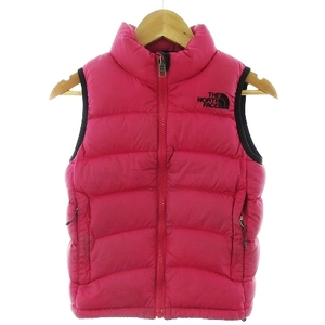 ザノースフェイス THE NORTH FACE ACONCAGUA VEST Kid’s ダウンベスト ノースリーブ ジップアップ ロゴ 110 ピンク NDJ18052 キッズ