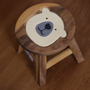 スツール 木製 子供 椅子 おしゃれ ミニスツール 小さい ウッドスツール シロクマ 丸椅子■tc860151