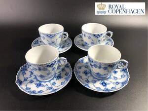 1000円〜■★Royal Copenhagen ★ロイヤルコペンハーゲン ブルーフルーテッド フルレース C&S 洋食器 4客 まとめ★okoy2650647-1★r30400