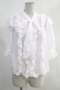 Angelic Pretty / Petit Heartブラウス Free 白/ピンク H-24-03-12-021-AP-BL-NS-ZH