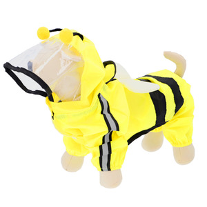 ☆ イエロー蜜蜂 ☆ XSサイズ 犬用レインコート 通販 小型犬 中型犬 リード穴 丈 長い 犬レインコート レインコート レインウェア 雨具