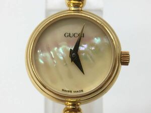 1円～【稼働品】GUCCI グッチ 2700.2.L 腕時計 バングルウォッチ クォーツ式 シェル文字盤 二針 ゴールド レディース