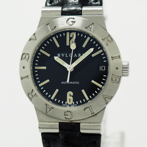 【中古】BVLGARI ディアゴノ レディース 腕時計 クオーツ SS レザー ブラック文字盤 LC29