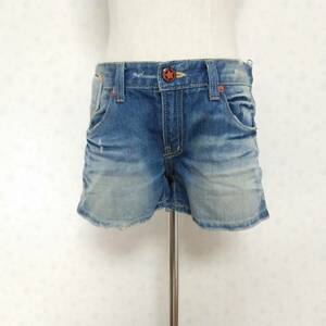 335 良品 Maro Catte Jeans デニムショートパンツ ホットパンツ 短パン サイズ28 ダメージ加工 レジャー カジュアル 夏ビーチ レディース 