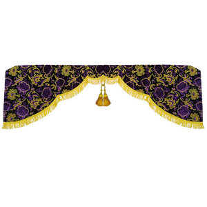 金華山センターカーテン　モンブランローズ　パープル（紫）　Lサイズ　2200×720　五右衛門 　【納期約1ヵ月】