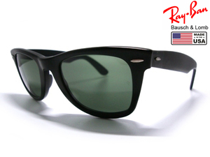 希少Vintage B&L RayBan WAYFARER USA Mat Ebony Blackウェイファーラ マット エボニ ブラックG15ボシュロムBLアメリカ製サングラス5022黒