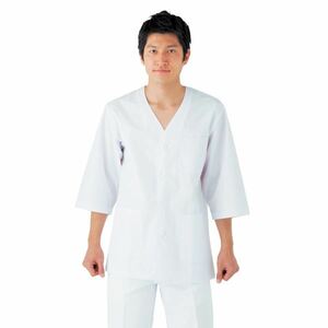 【新品】workfriend 調理用白衣男子衿無七分袖 SKA323 Lサイズ