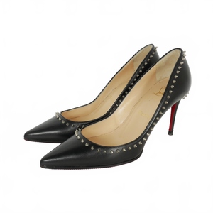 クリスチャンルブタン Christian louboutin ANJALINA 85 SHINY CALF アンジェリーナ スパイク ヒールパンプス 35.5 黒 ブラック