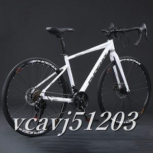 ◆稀少品◆2024年モデル SHIMANO 21段変速！ロードバイク 軽量 前後ディスクブレーキ 通勤 通学 700C 自転車 フェンダー付き ホワイト