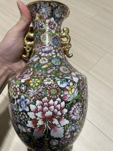 古染付 人物文 大清乾隆年製 瓶花 中国美術