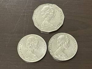 オーストラリアコイン 20セント 50セント エリザベス2世 カモノハシ カンガルー 海外コイン 硬貨 アンティーク 3枚セット