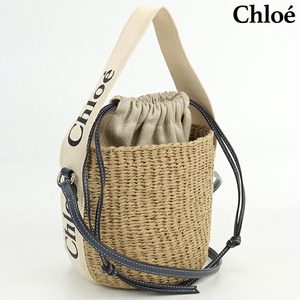 中古 クロエ カゴバッグ レディース ブランド CHLOE ウッディ スモール バスケット フェアトレードペーパー CHC22SS381 ベージュ