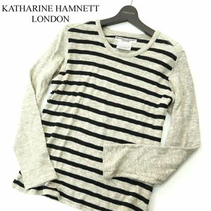 KATHARINE HAMNETT LONDON キャサリン ハムネット 通年 ボーダー切替★ コットン ニット セーター カットソー Sz.M　メンズ　A4T00338_1#L