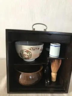 茶道具　漆塗り茶箱　茶道具一式　8点