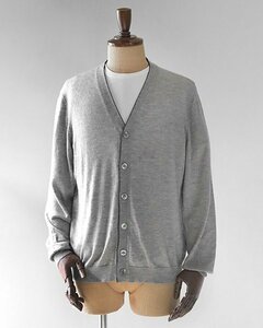 ● BRUNELLO CUCINELLI ◆Vネック ニットカーディガン グレー サイズ52 カシミヤ×シルク ハイゲージニット ブルネロクチネリ ◆WX15