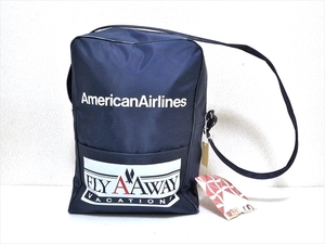 80’ｓ ビンテージ American Airlines アメリカン航空 エアラインバッグ USA製 かばん ビニール製 Bag 紺色 収納 小旅行に トラベル 