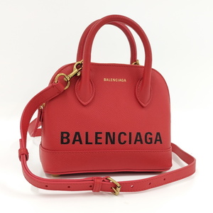 【中古】BALENCIAGA ビルトップ ハンドルXXS 2WAY ショルダーバッグ レザー レッド 525050