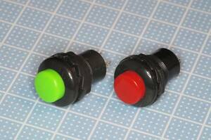 プッシュ ボタン スイッチ 11.3mm 赤、緑（2個セット）