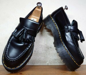 【1,2 回使用程度/送料無料】Dr.Martens/ドクターマーチン ADRIAN QUAD 厚底 キルト タッセルローファー UK8 27cm相応 ブラック 黒/loake