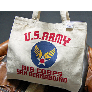 バッグ メンズ 肩がけ トートバッグ キャンバス地 USAAC アメリカ陸軍航空隊 大容量 生成り ミリタリーバッグ