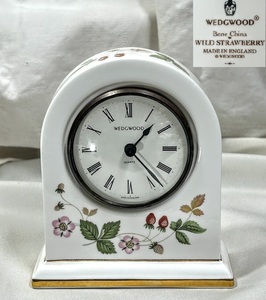 used England WEDGWOOD ウェッジウッド ワイルドストロベリー Wild Strawberry clock small クォーツ置き時計 電池切れ ジャンク扱い現状品