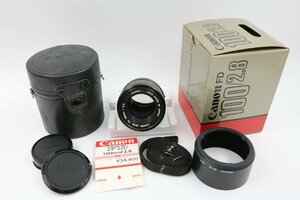 （動作保証） Canon キヤノン NEW FD 100mm f/ 2.8 化粧箱 キャリーケース 純正フード BT-52付 単焦点レンズ 一眼レフ MF レンズ