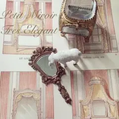 ◎フランス アンティーク ローズゴールドの小さな鏡 ルイ16世様式 ブロンズ