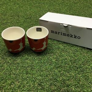 GX4240 MARIMEKKO マリメッコ UNIKKO ウニッコ 067849-001 ラテマグカップ 2個セット食器 ホワイト.レッド 未使用 保管品 コップ