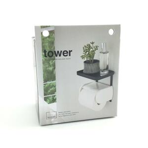 トイレットペーパーホルダー上ラック 棚 収納 tower タワー 山崎実業 幅17x奥行12.5x高さ16.5cm ブラック