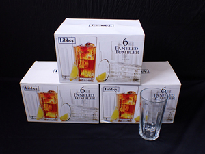 【Y9307】 未使用 Libbey リビー デュラタフ paneled tumbler パネルタンブラー 20OZ. 591ml 6ヶ入 3箱 セット/キッチン用品 グラス コップ