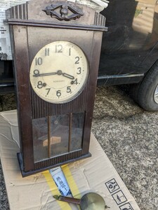 時計 レトロ 振り子時計 アンティーク SEIKOSHA 掛時計 柱時計 古時計　ジャンク品？