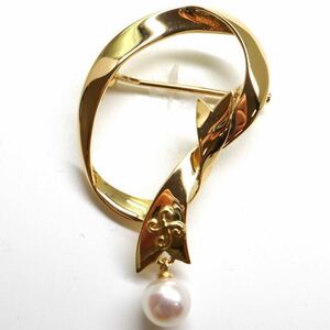 MIKIMOTO(ミキモト)《K18 アコヤ本真珠ブローチ》A 4.5g 約5.5mm珠 pearl broach パール jewelry EC6/EC9