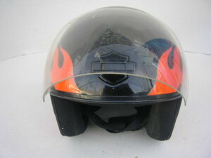 ★DOT　ハーレー　ファイアーパターン　Orange Flame　ジェットヘルメット　Lサイズ
