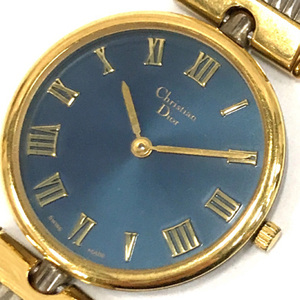 クリスチャンディオール クォーツ 腕時計 3026 メンズ 未稼働品 ブルー文字盤 純正ブレス ファッション小物 付属品